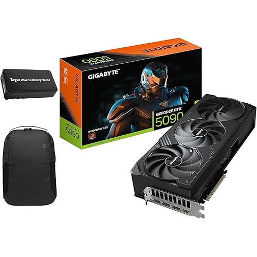 GIGABYTE GeForce RTX 5090 WINDFORCE 32G Graphics Card, 32GB 512-bit GDDR7, PCIe 5.0, WINDFORCE Cooling System, GV-N5090WF3-32GD Video Card, Bundle with Targus Dock Station and Backpack Alienware