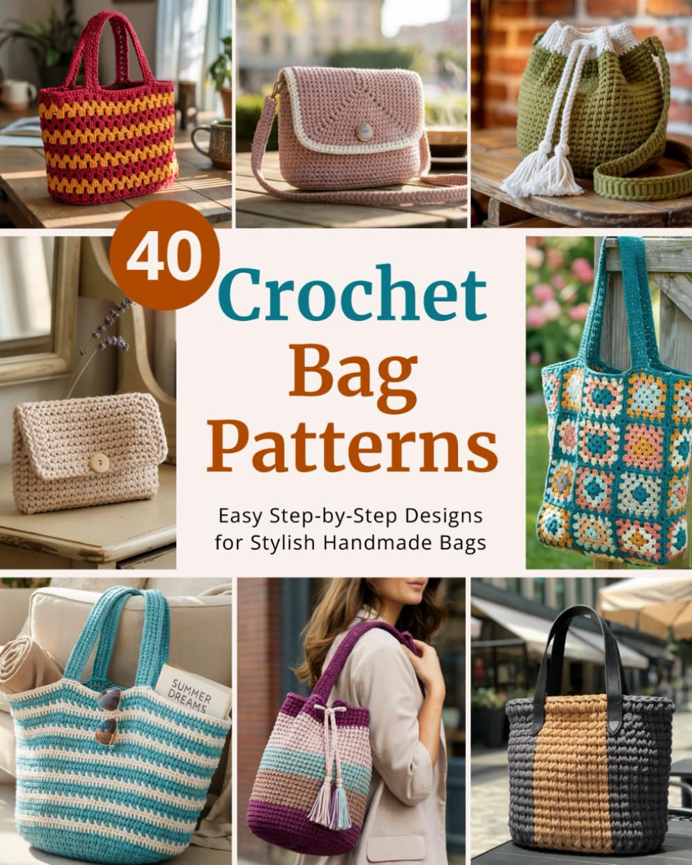 40 Crochet Bag Patterns: Step-By-Step Easy Crochet Projects to Make Stylish Handmade Bags | for Beginners and Beyond (Easy Crochet Pattern Collection)