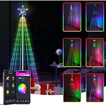 8 FT Christmas Outdoor Prelit Trees,355 LED Christmas Tree Lights with APP Control Remote,RGB Color Changing Christmas Tree for DIY,Music,Dimming,Smart Christmas ConeTree for Outdoor Decorations