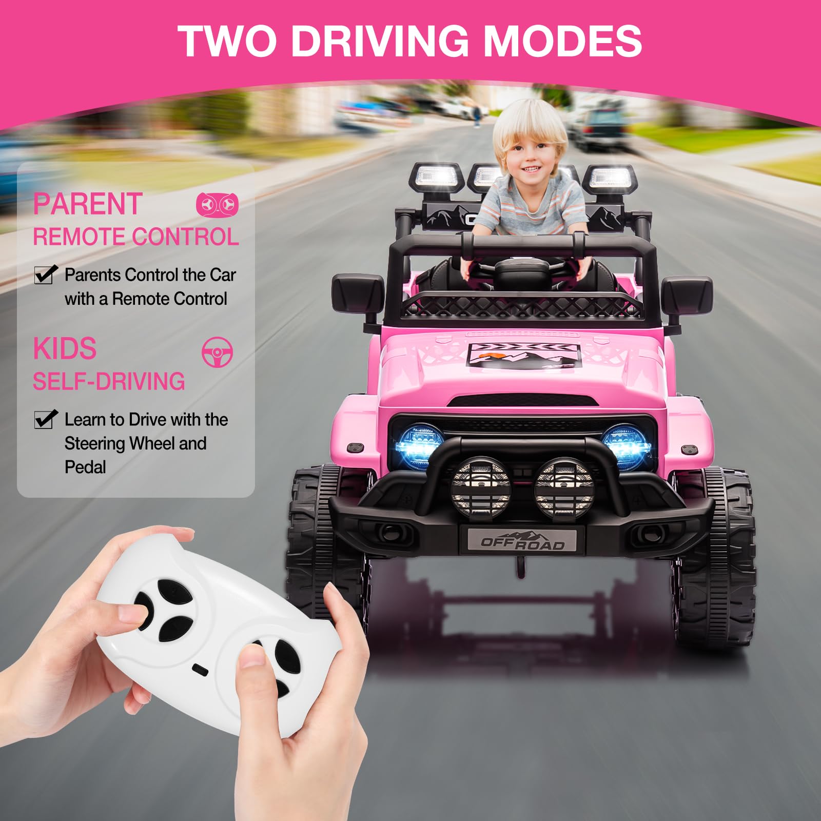 Macchina Elettrica Per Bambini 12 V, Auto Elettrica Per Bambini Telecomandatacon, 3 Velocità, Musica, LED, Clacson, Bluetooth, Regalo per Bambini 3-8 Anni (Rosa)