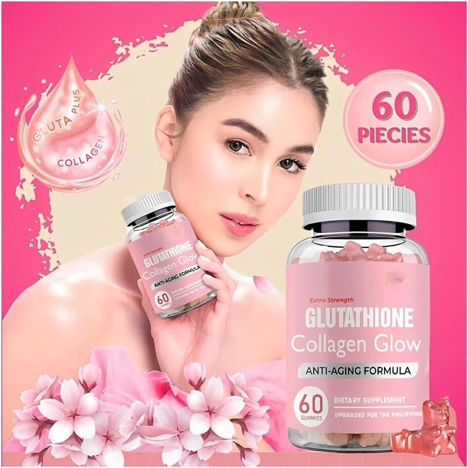 Glutathione Collagen Gummies, Glutathione for Dark Spots, 60pcs/bottle,  Korean Glutathione Gummies for Skin Care (1 Bottle) (2 Bottles) :  Amazon.com.be: Health & Personal Care