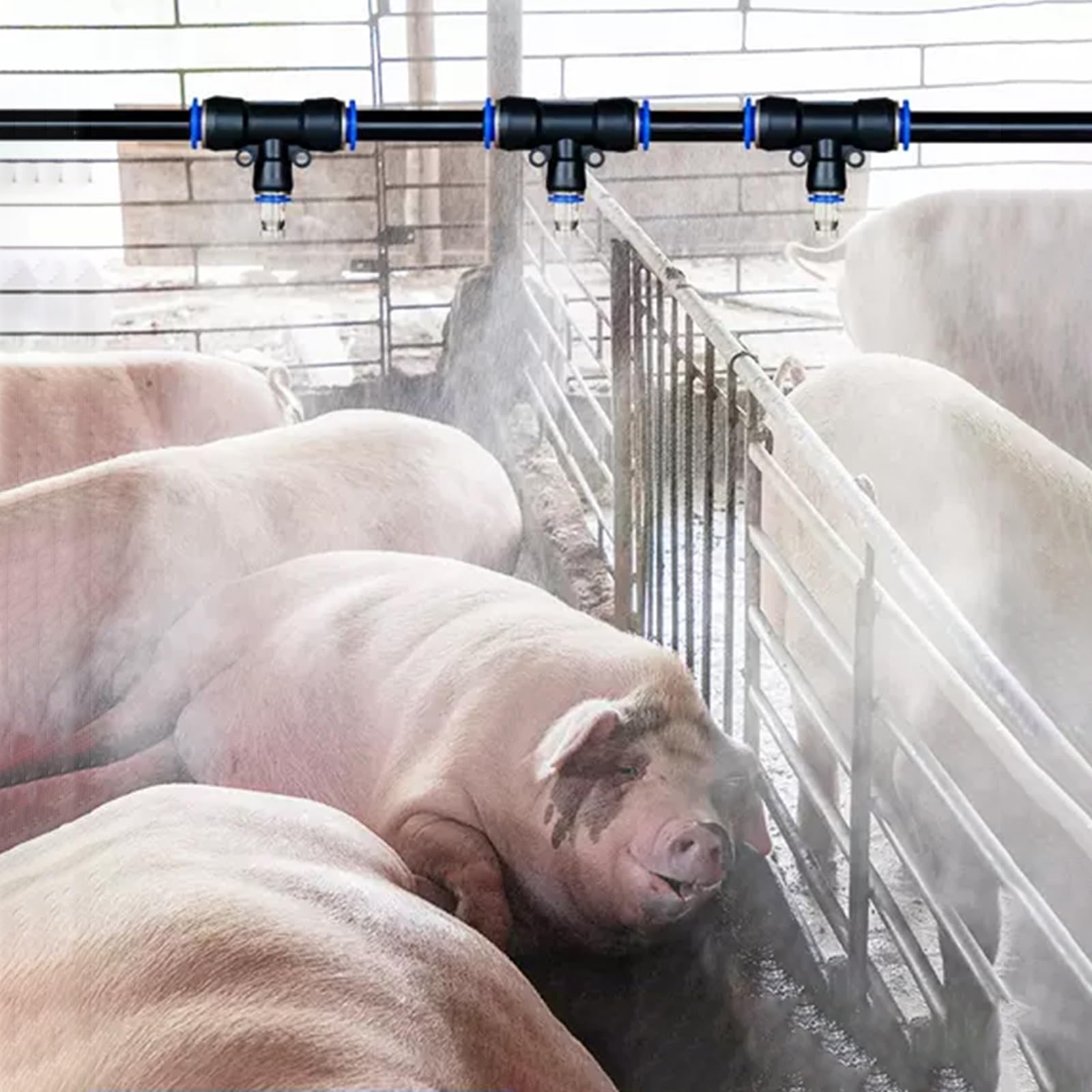 Bewässerungsspray Bausätze Rinder-, Hühner-, Schweine- und Entenfarmen - Kühlanlagen, Regelbare Wasserleistung Nebelwasser-Bewässerungsanlage für Parks/ Blumenbeete, Pflanzenbewässerungs-Kits(394inch/
