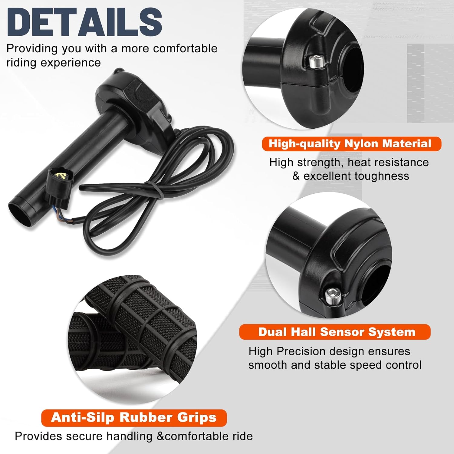 Full Twist Throttle Waterproof Throttle for Surron Light Bee X/S Segway X160/X260 E-Ride Pro Ebike Electric Dirt Bike Quick Response Throttle Kit (Black)