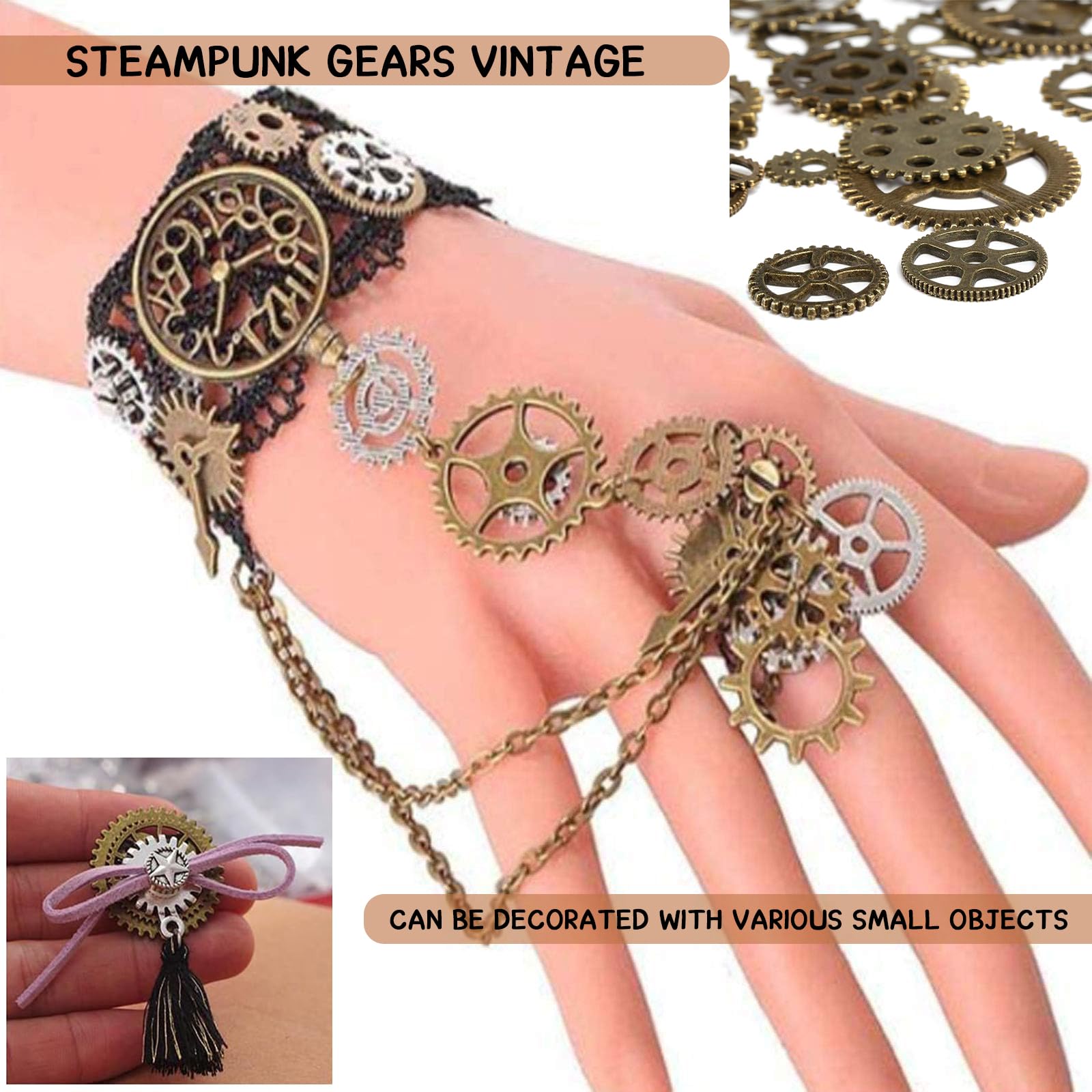 50g Steampunk Gears, Set de Colgantes Metálicos Vintage para Joyería DIY, Accesorios Cosplay y Manualidades.