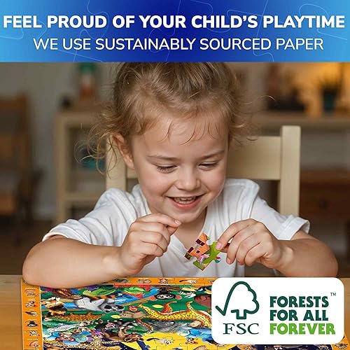 Miniatura 6 de QUOKKA Rompecabezas de 100 piezas para niños de 4 a 6 a 4 años, rompecabezas para niños de 6 a 8 años, busca y encuentra vida nocturna de