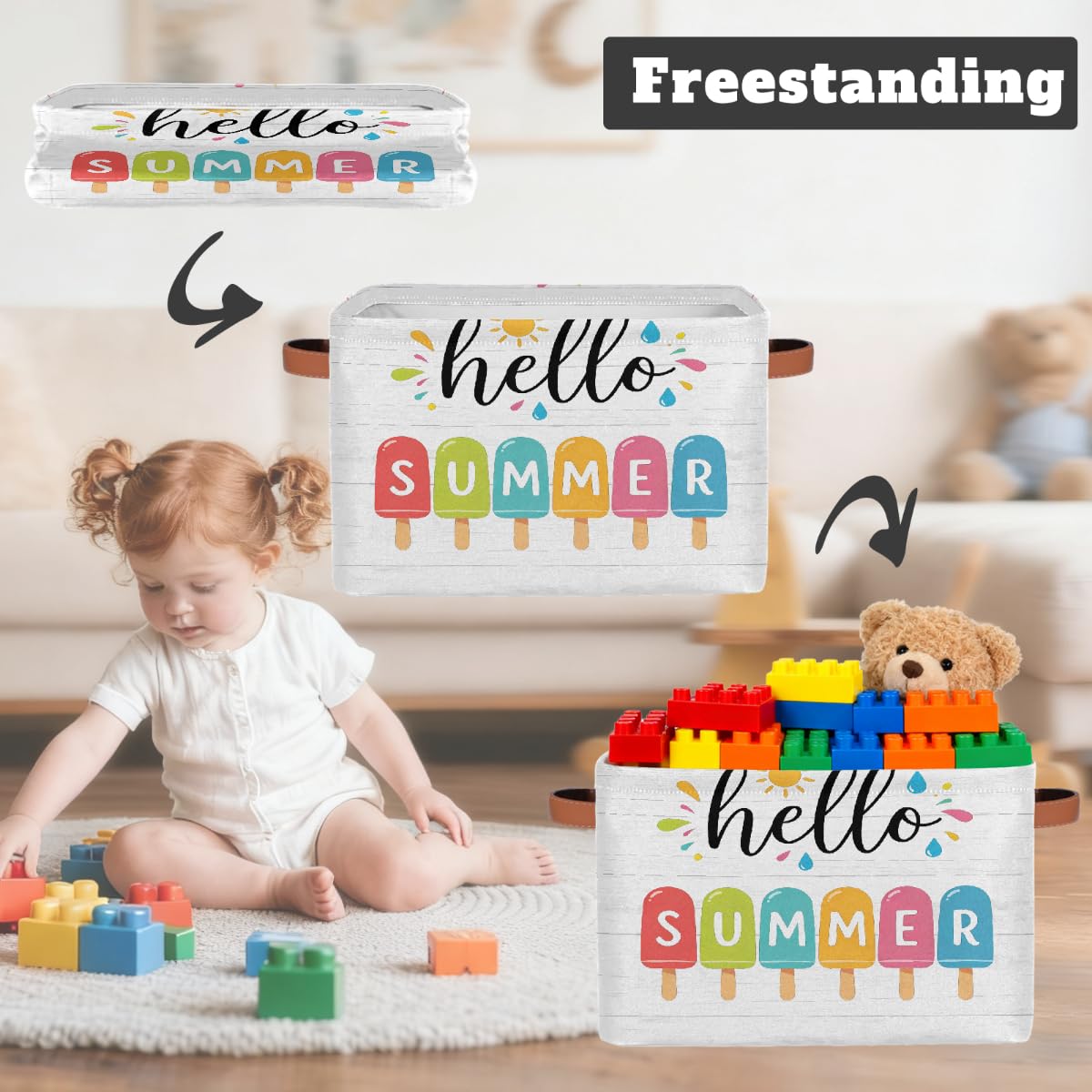 Rechteckiger Aufbewahrungskorb mit Ledergriffen, 2 Stück, faltbarer Stoff-Aufbewahrungskorb für Schrank, Badezimmer, Wohnzimmer, Büro, Spielzeug, Organizer, Wäschekorb