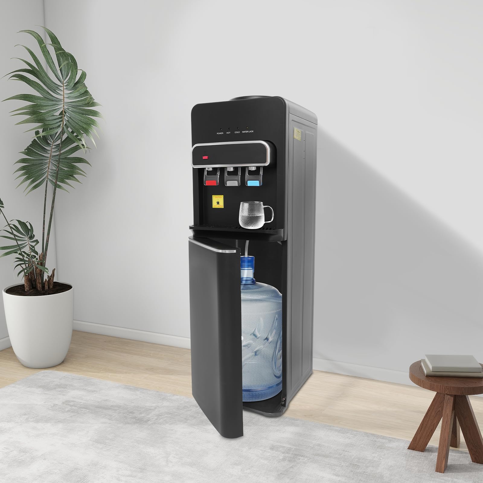 Dispensador de agua eléctrico, dispensador de agua caliente, dispensador de agua fría, dispensador de agua de pie para oficina, cocina, hogar (negro)