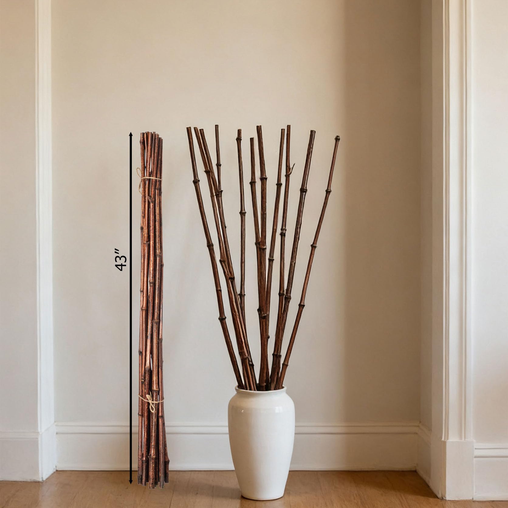 Uniquewise Set di 12 steli decorativi naturali in bambù per vaso, centrotavola rustico, decorazione per la casa, fai da te, strumento di giardinaggio creativo, decorazione per matrimoni e feste