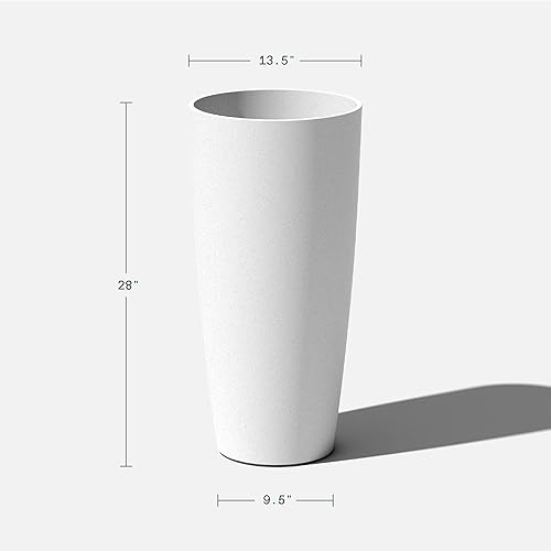 Miniatura 3 de Veradek Mason Series Vega - Maceta redonda alta para interiores o exteriores, porche, patio, hecha de plástico y hormigón con agujeros de drenaje,