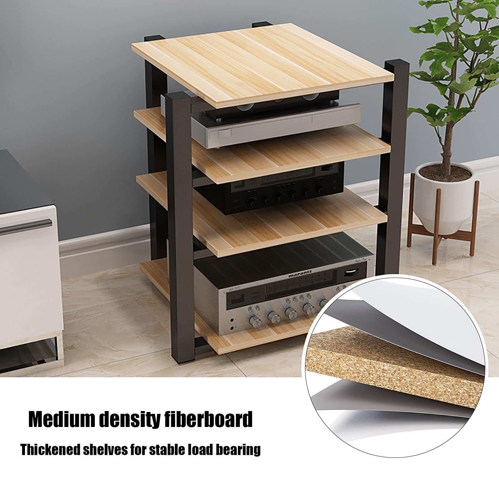 Stojak stereo HiFi, 2, 3 4 półki, regał audio, regał do przechowywania metalu i Mdf, stojaki multimedialne, półka do nagrywania Av i wzmacniaczy sali koncertowej (D,4Tier)