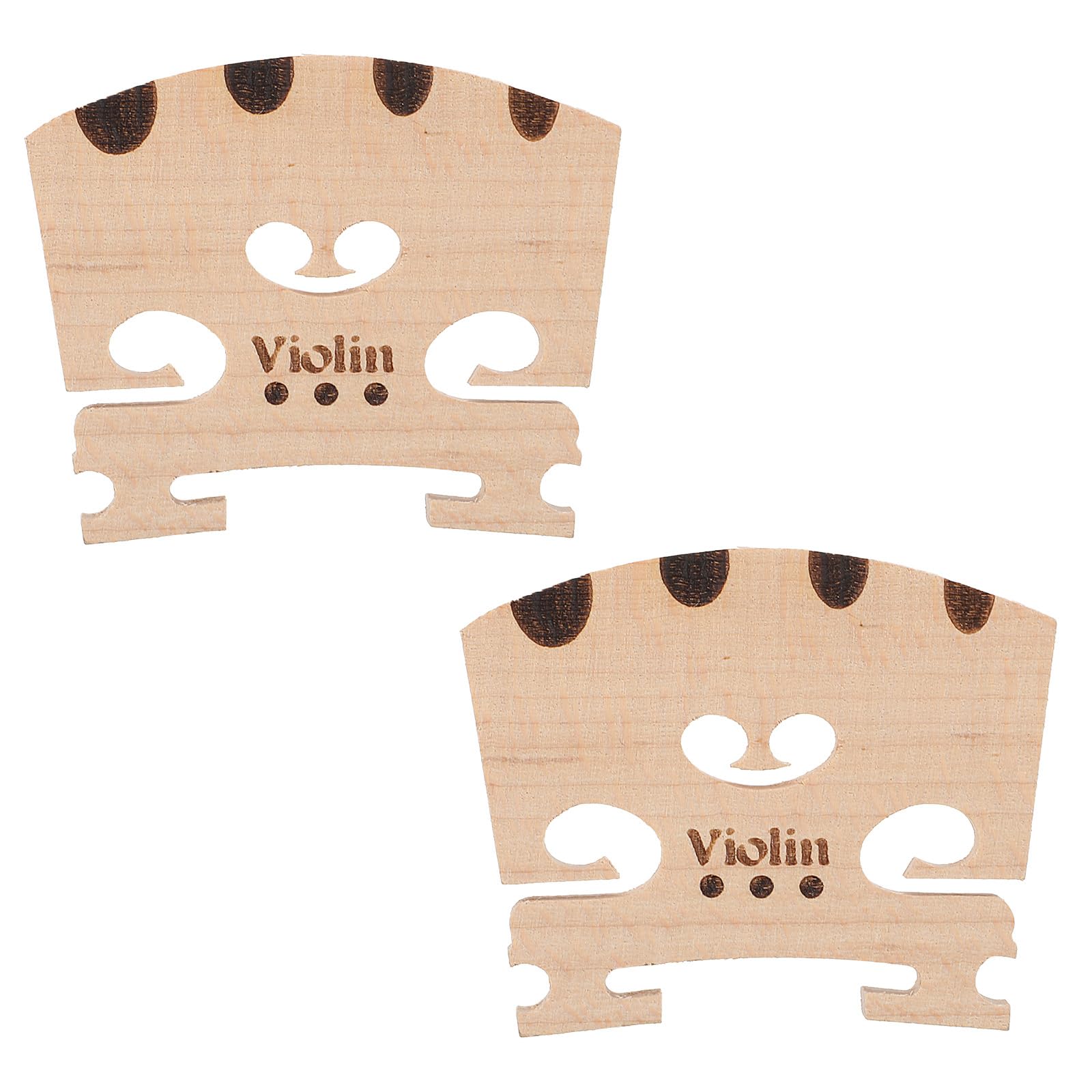 Photo 1 of 2 Pack Violin Bridge Small Guitar Bridge Violin Bridges 4/4 Full Size Fine Grade Maple Violins Parts Music Instrument Replacement Maple Violins Bridges for 4/4 3/4 1/2 1/4 1/8 1/16 Replacements