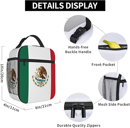 Miniatura 3 de Bolsa de almuerzo aislada con la bandera de México para mujeres y hombres, reutilizable, a prueba de fugas, bolsa de almuerzo para trabajo de oficina