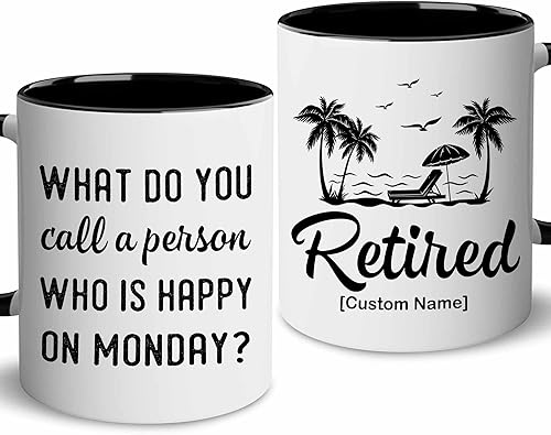 WHIDOBE Regalos de jubilación personalizados para mujeres y hombres, taza de feliz jubilación, regalo de jubilación personalizado, divertidos