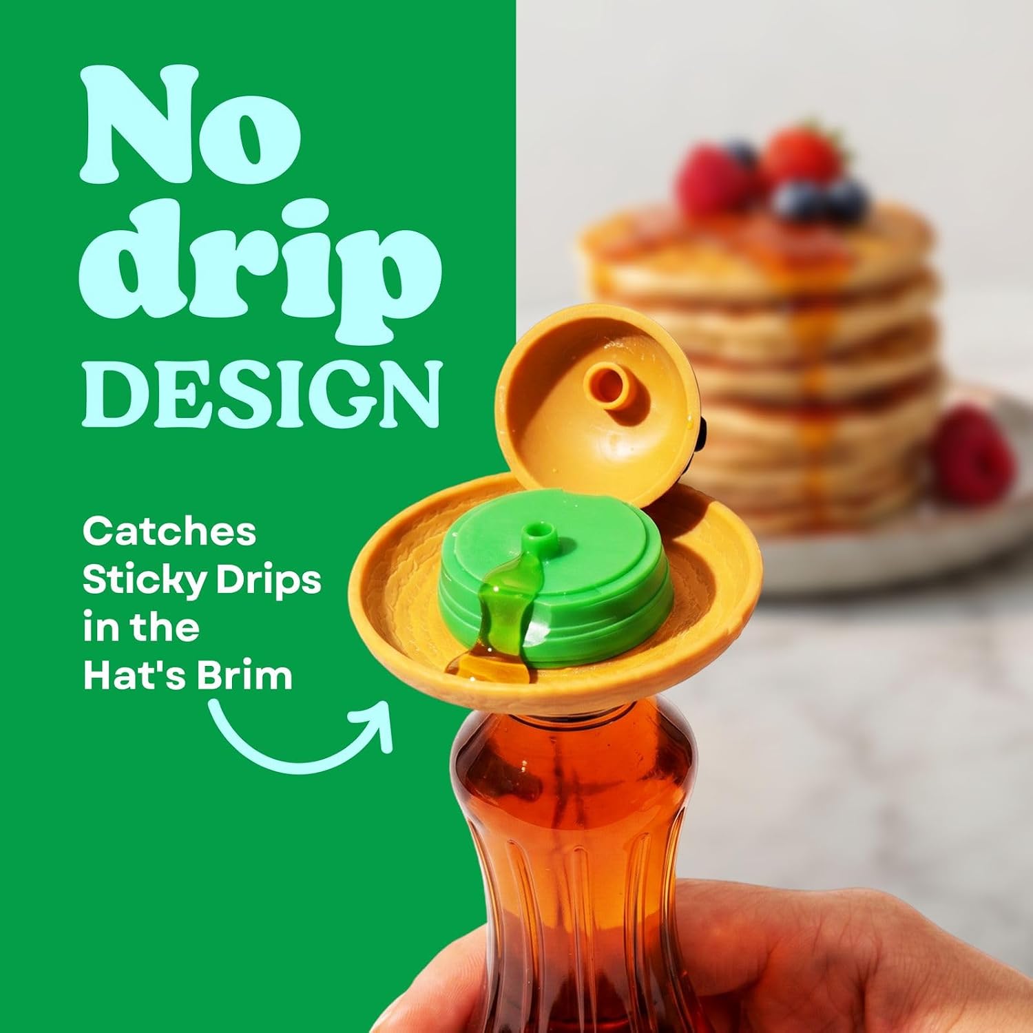 No Drip Honey Dispenser Cap for Honey Bear Bottles & Syrup, Drip-Free Patented Kitchen Gadget, No More Sticky Mess, Perfect for Gifts