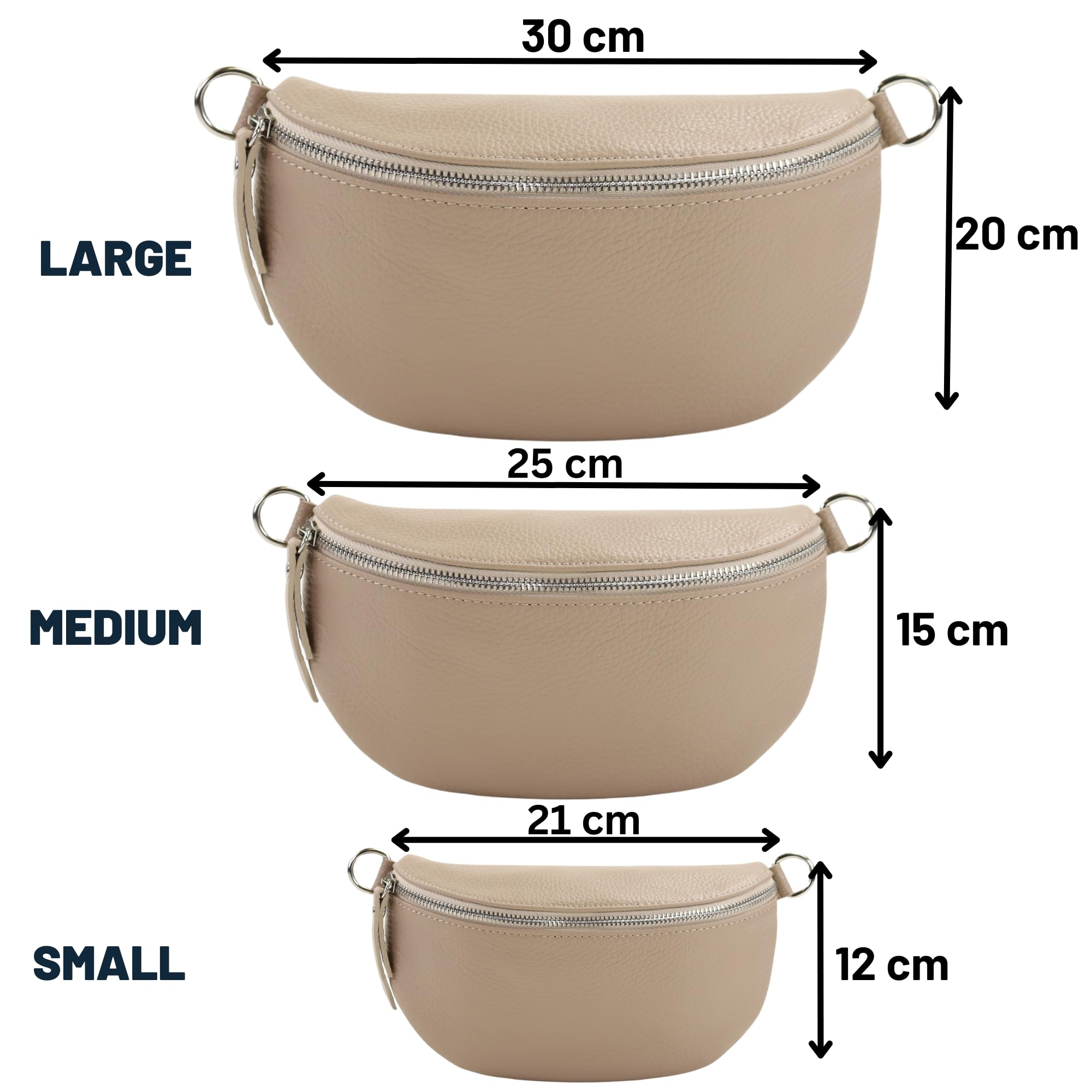 Blade Marsupio da donna in vera pelle, elegante marsupio, da donna, con 2 motivi e pelle staccabili e regolabili, tracolla da donna, tasca sul petto di alta qualità per donne, Beige-2., m, Marsupio