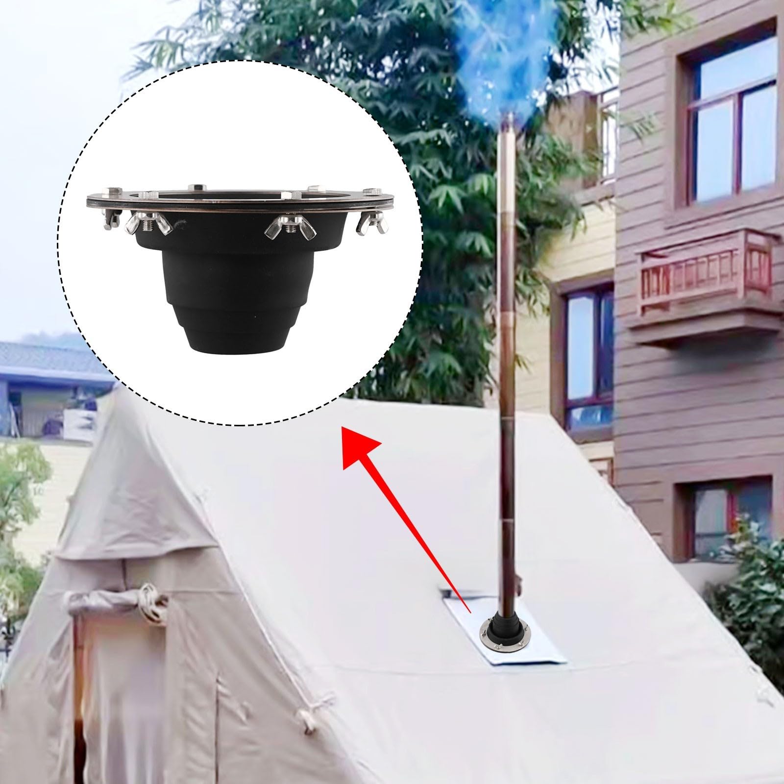 Cubierta de aislamiento de chimenea Tienda de campaña Kit intermitente de chimenea Cubierta de aislamiento de silicona Tubo de estufa de camping al aire libre Manga resistente al calor para