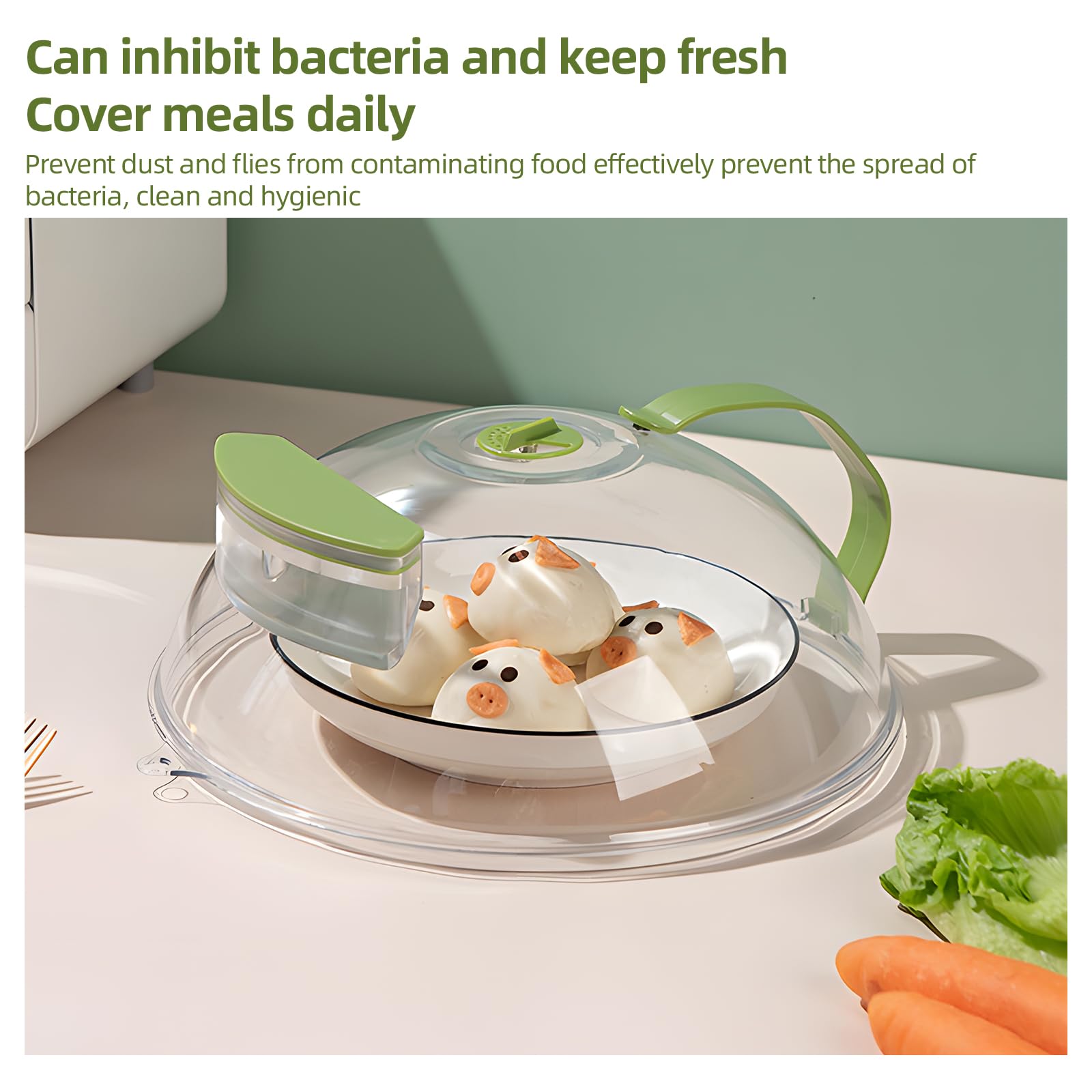 Cubierta de salpicaduras de microondas para alimentos, tapa de cocina transparente con asa y agujeros de ventilación de vapor ajustables, accesorios de cocina, tipo de inyección de agua