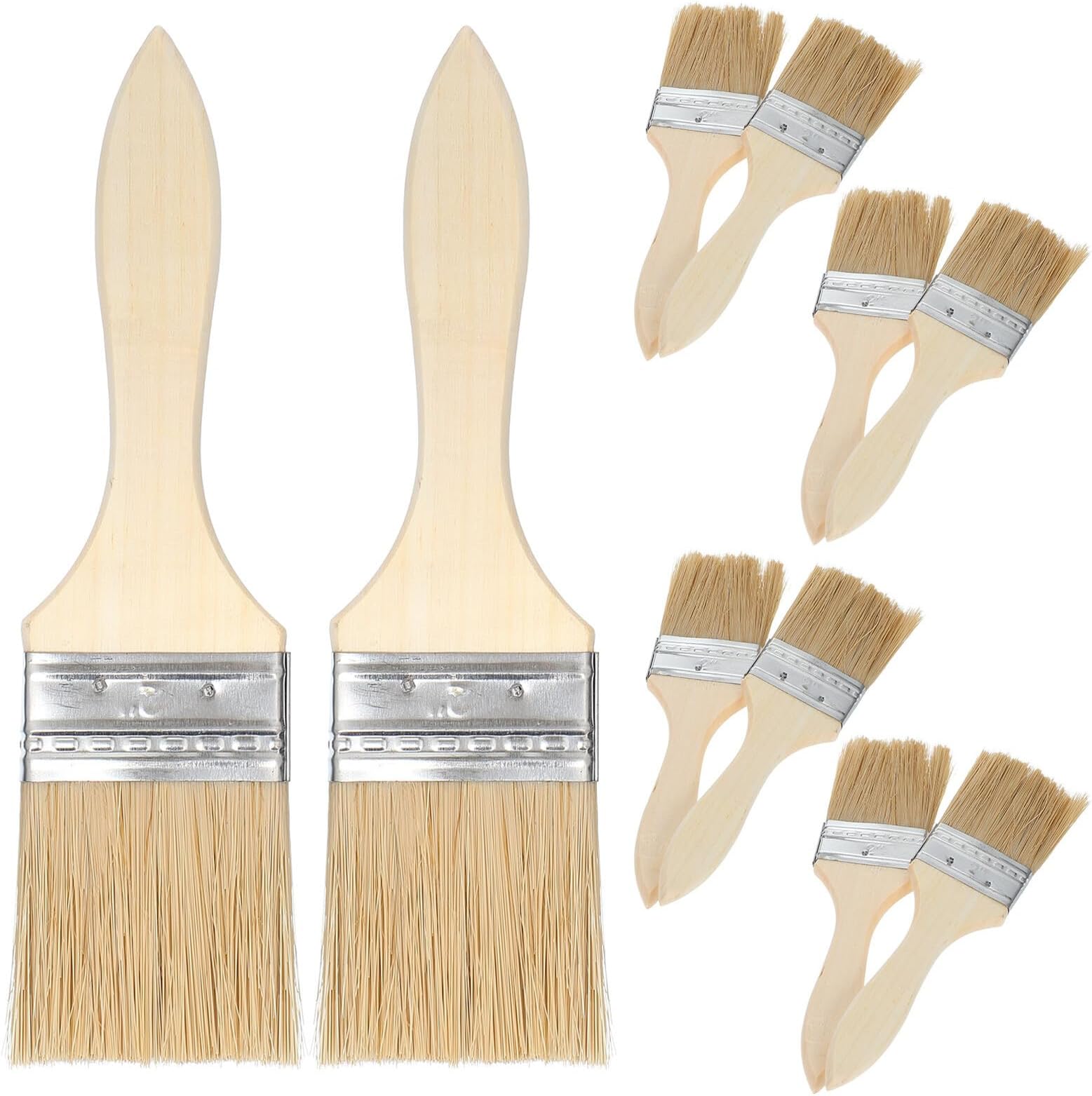 10pcs Wood Handle Paint Brushes 2-inch Chip Brushes for Oil Paint and Masonry Painting Multipurpose for Grilling and Barbecue Use