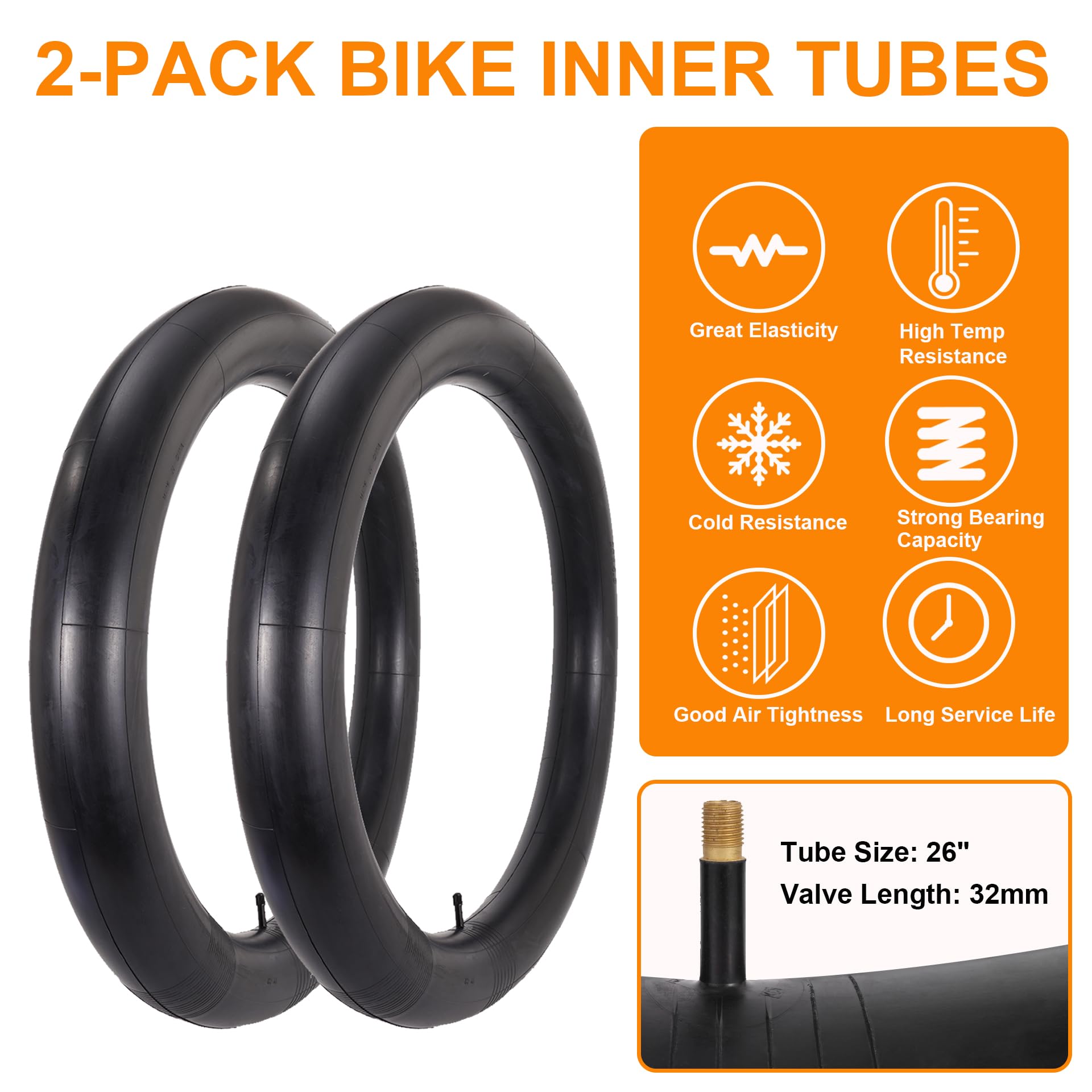 Lot de 2 Pneus de Vélo Fat Bike 26x4.0, Ensemble de Pneus et Chambres à Air pour VTT 26 Pouces, de Vélo Repliables de Remplacement avec Démonte pour Vélos