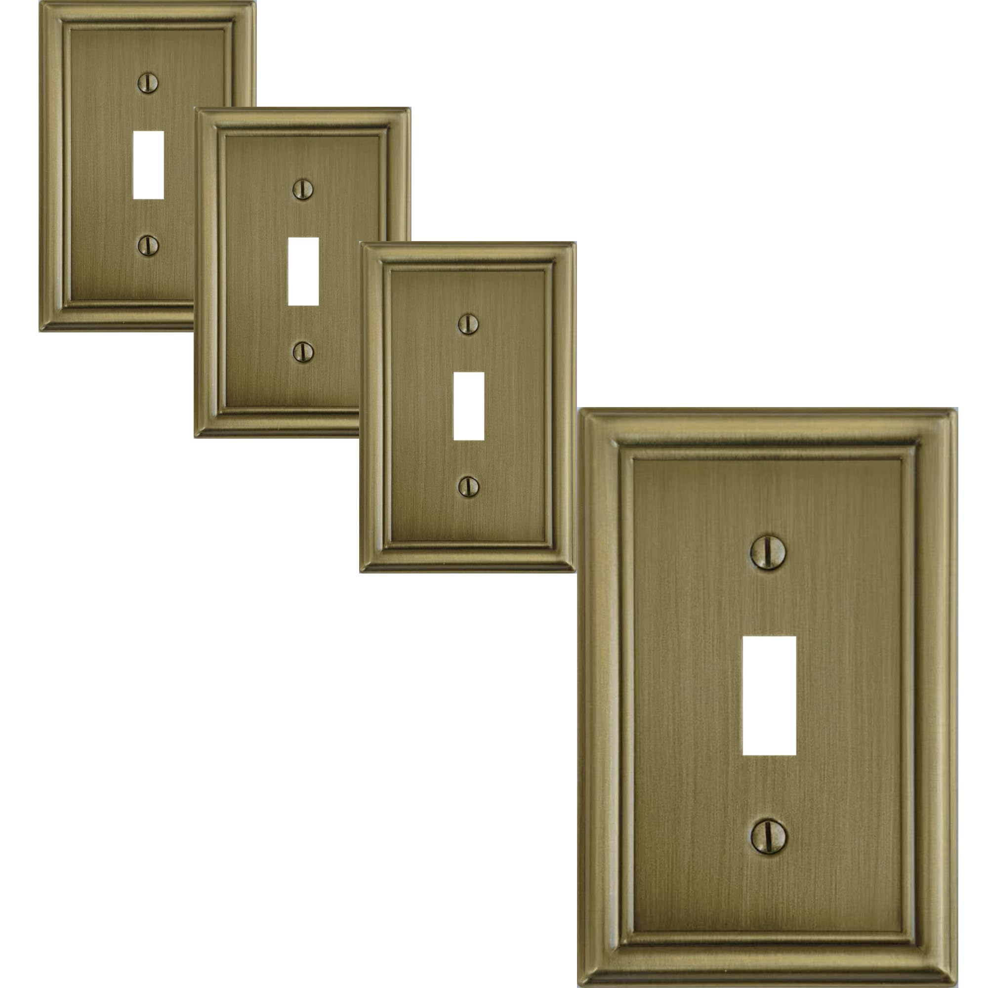 Photo 1 of OKAWYC Luca Single Toggle Light Switch Cover Wall Plate, 4-Pack Antique Brass