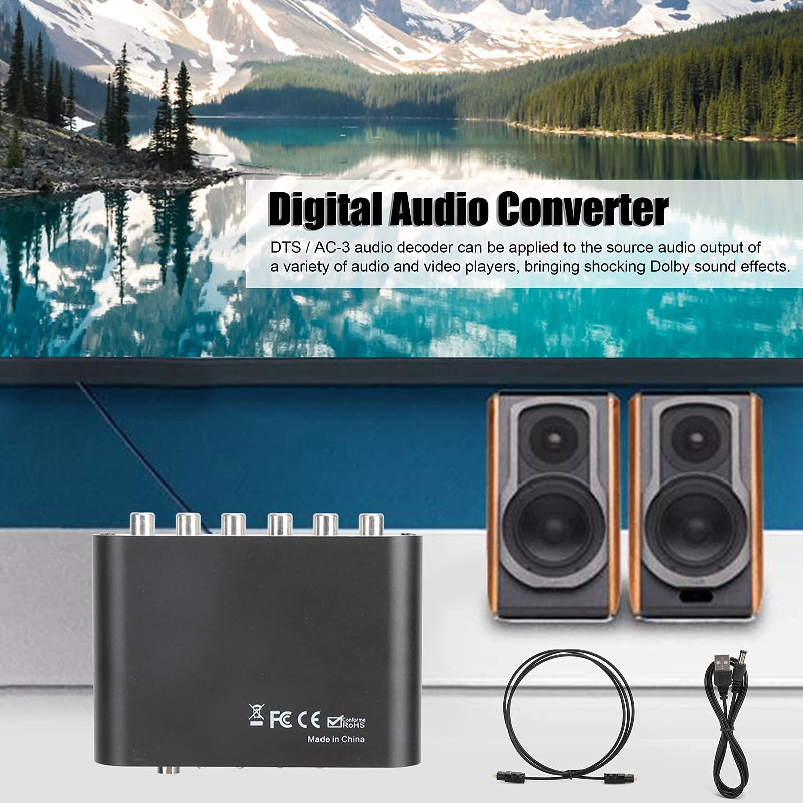 Convertitore Digitale DTS 5.1CH AC3 – Decoder Ottico E Coassiale, Uscita Stereo E Subwoofer Per Home Theater