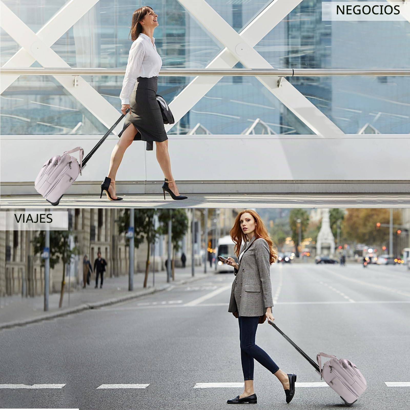 VANKEAN Funda rodante para portátil para Mujer, Bolsa de Equipaje de Viaje rodante de Que se Adapta a portátiles de hasta 15.6 Pulgadas, maletín de Transporte a Prueba de Agua Durante la