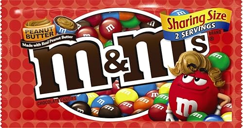 Miniatura 4 de M&M'S Caramelos de chocolate con mantequilla de maní, tamaño compartido, bolsa de 2.83 onzas, caja de 24 unidades