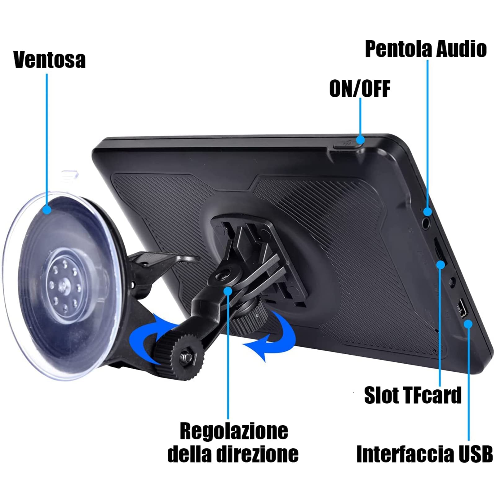 GPS Bluetooth Navigatore Satellitare per Auto, 7 Pollici 2023 Navigatore Satellitare per Camion con Bluetooth, Avviso Traffico Vocale, Aggiornamenti Gratuiti Delle Europa Mappa a vita
