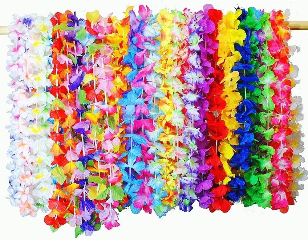 36 Counts Hawaiian Luau Flower Party Favors Hawaiian Leis Wedding Vacation Summer Beach Carnival Party Decorations for Kids or Adults Party Supplies