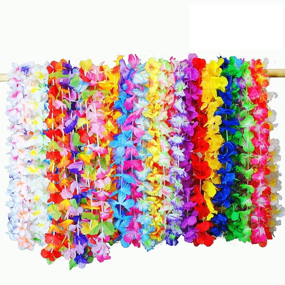 36 Counts Hawaiian Luau Flower Party Favors Hawaiian Leis Wedding Vacation Summer Beach Carnival Party Decorations for Kids or Adults Party Supplies