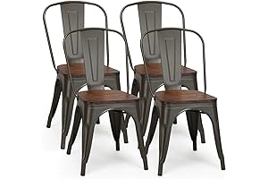 COSTWAY 18 Inch Industrial Vintage Dining Chair Set