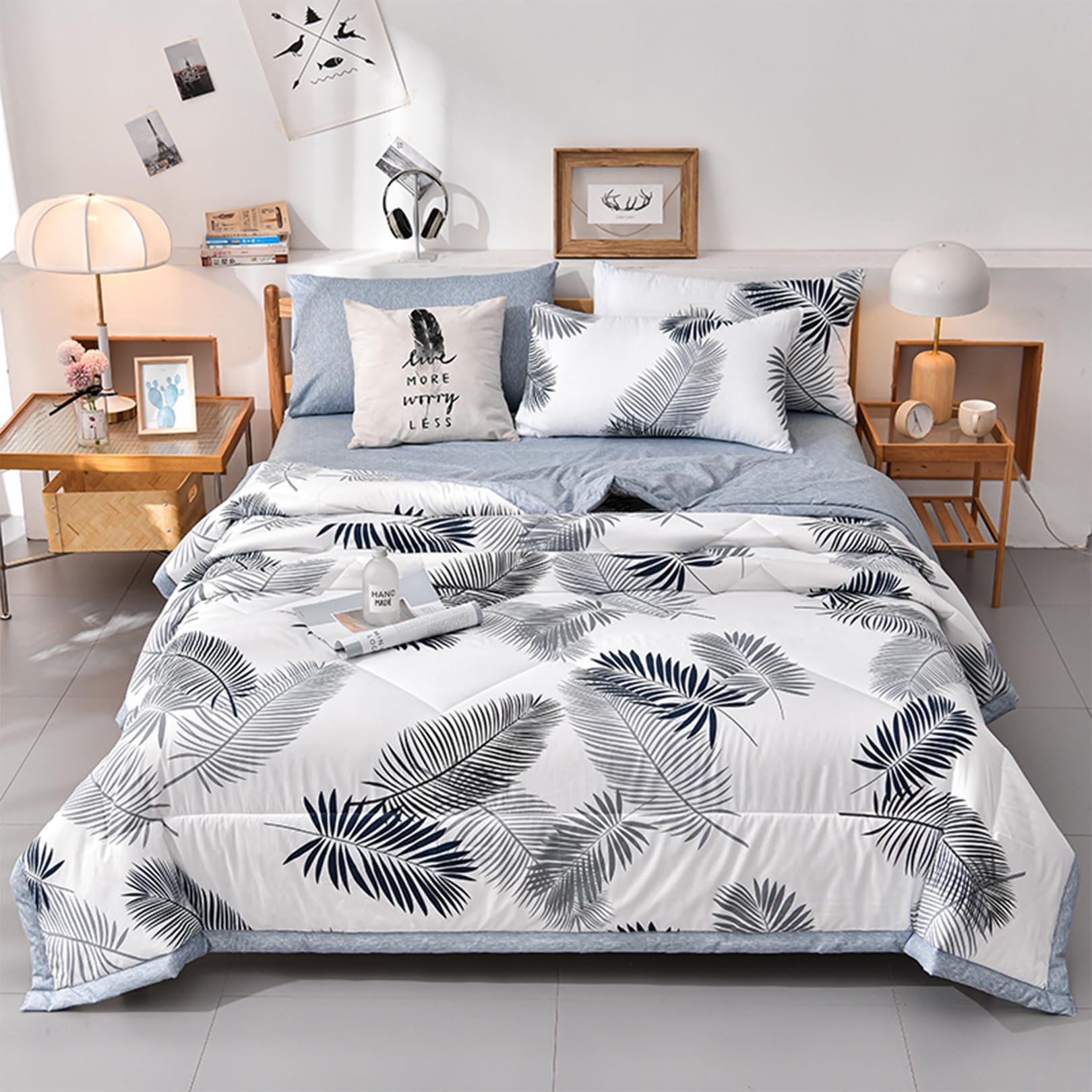 Yinghesheng Quilted Bedspread for Single Double Size Soft Lightweight Printed Pattern Reversible Quilted Bed Throw Patchwork Quilt - Image 2