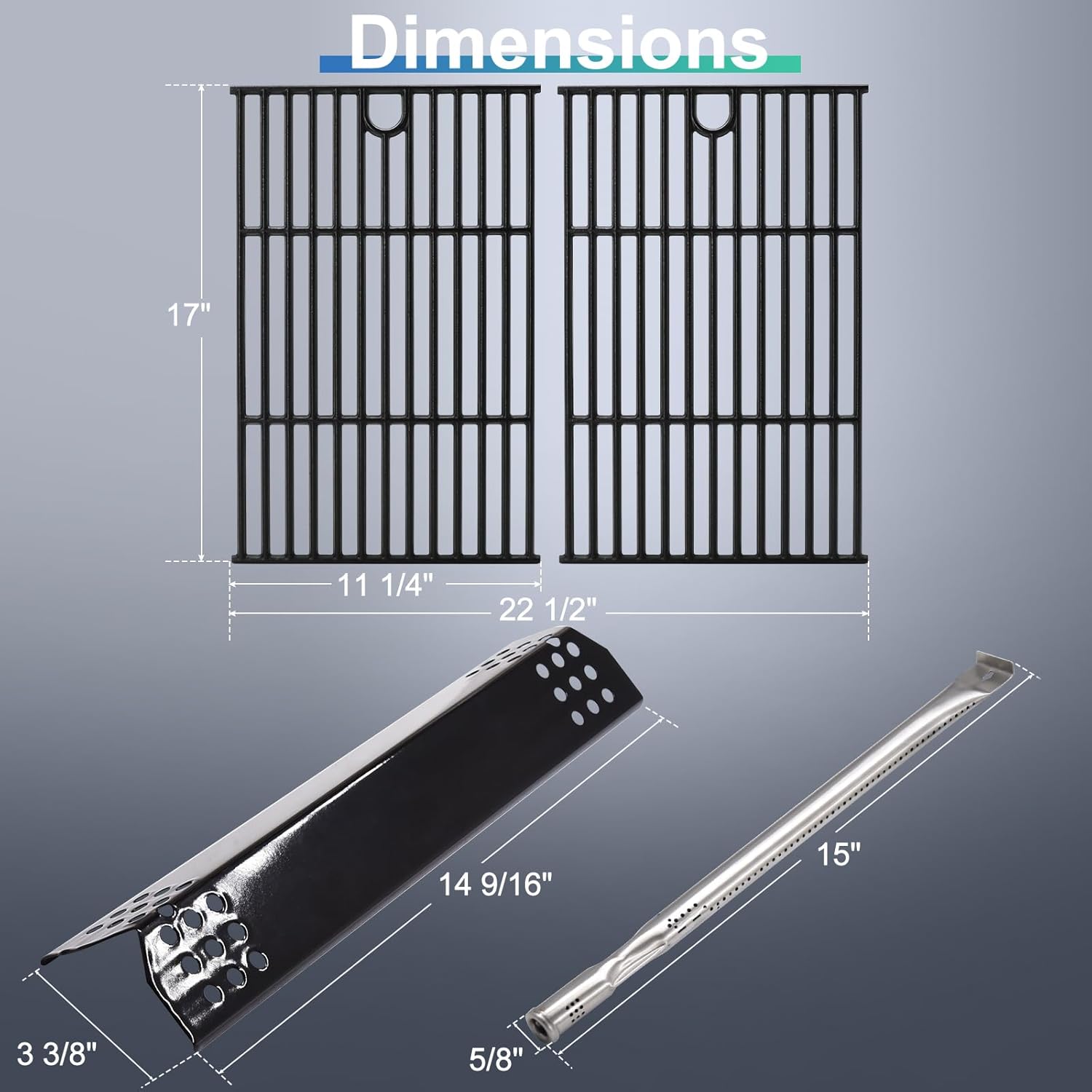 Hiorucet Grill Grease Tray Parts for Nexgrill 4 Burner 720-0925P, 720-0925, Drip Pan, Cooking Grid Grates, Heat Plates Flame Tamer, Burner Tubes and Igniters for Nexgrill 720-0925P Replacement Parts.