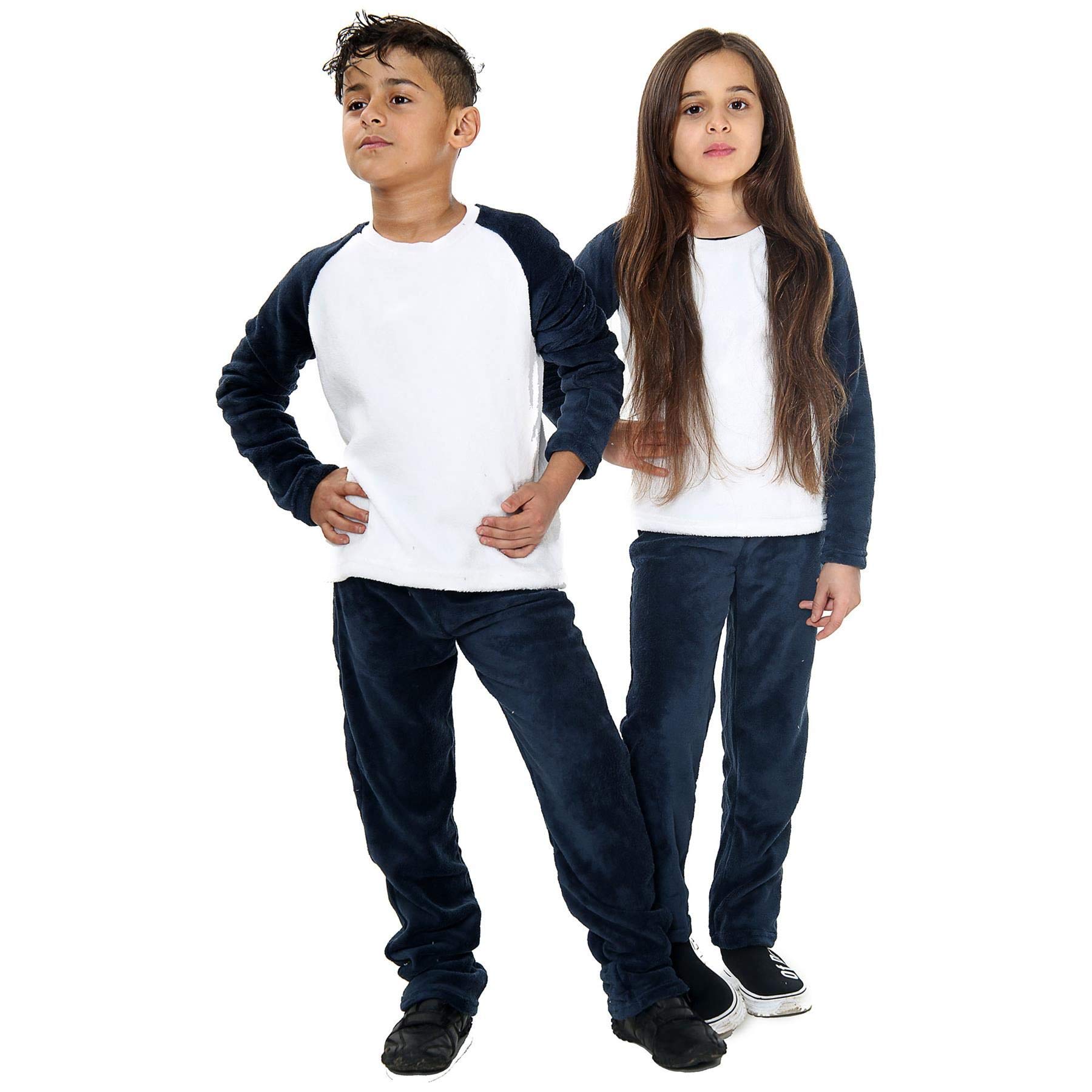A2z 4 Kids Girls Navy Boys Pyjamas Pjs Soft Fleece 2 Piece Flannel Set - Pjs 179 ._13