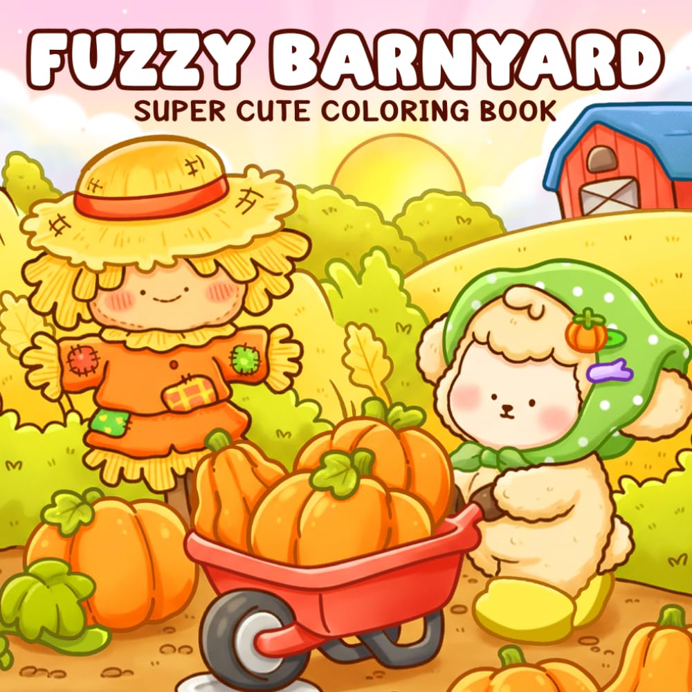 Fuzzy Barnyard Coloring Book: A Cozy Rural Life Coloring Page with Adorable Farm Animals and Hygge Moments For Adults & Teens to Help Relax and Unwind