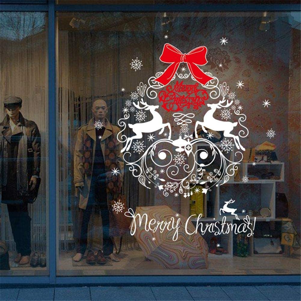 Autocollants de fenêtre de Noël, décorations de Noël, autocollants de fenêtre motif de cerf de Noël auto-adhésif nouvel an magasin vitrine autocollant mur autocollant fenêtre autocollant verre autocol