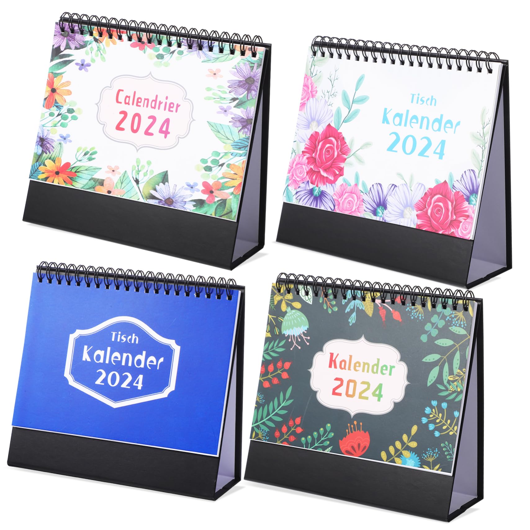 NUOBESTY 4stücke Tischkalender mit Zwei Spiralen Terminkalender für Büro und Zuhause Inklusive Vier Verschiedener Designs als Praktisches Hilfsmittel für Organisation