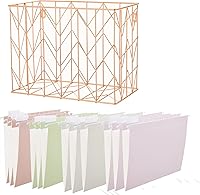 Vista 1 de Hanging rose gold file organizer with 12 letter sized hanging folders, file basket, file box, storage box, office and school supplies