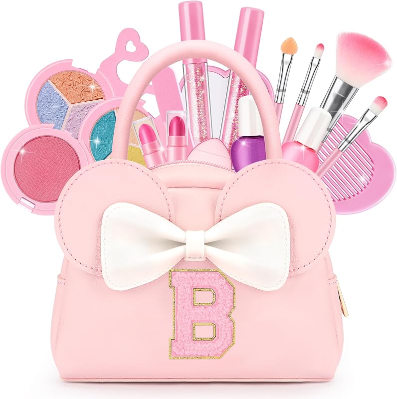 Kids Real Makeup Kit for Girls, 18Pcs Non-Toxic Washable Make Up Toys - B