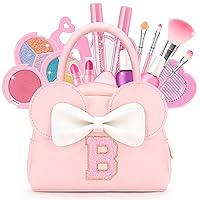 Vista 23 de Kit de maquillaje real para niñas – 18 juguetes de maquillaje no tóxicos lavables con monedero inicial – Regalos de cumpleaños para edades de 3, 4