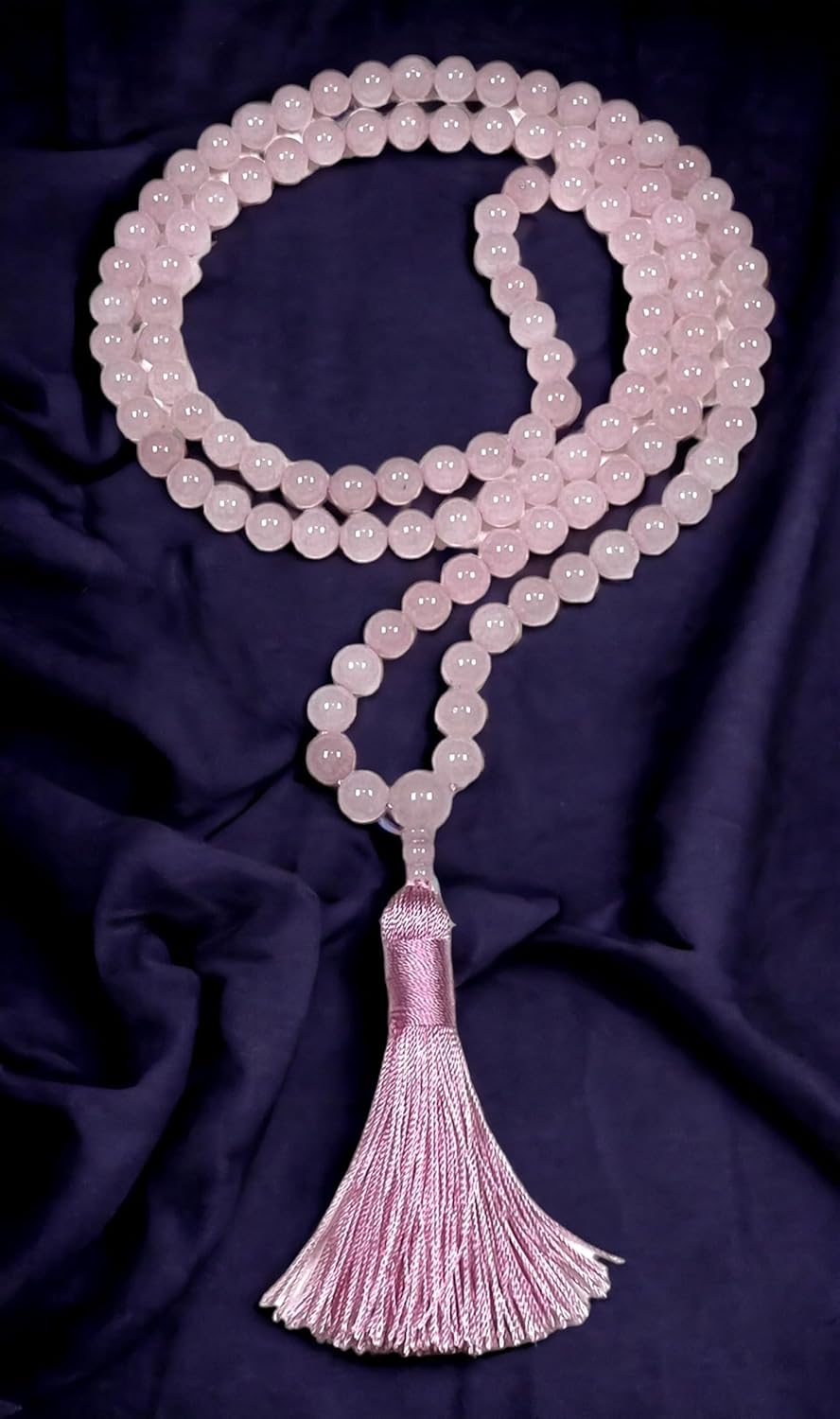 Rose Quartz Mala Necklace, 8mm 108 Beads For Heart Chakra - Image 2
