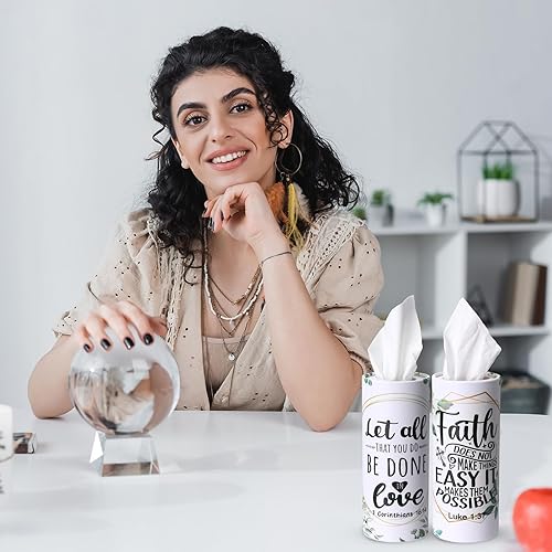 Miniatura 78 de Outus 12 soportes para cilindros de pañuelos de automóvil con 3 capas de pañuelos faciales a granel negro y blanco redondo para pañuelos, cajas