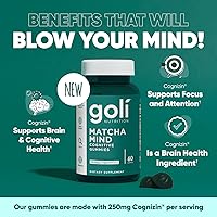 Vista 4 de Goli Gomitas Matcha Mind - 60 unidades - Hojas de té verde en polvo con Cognizin para concentración, atención y salud cerebral, veganas, sin OMG