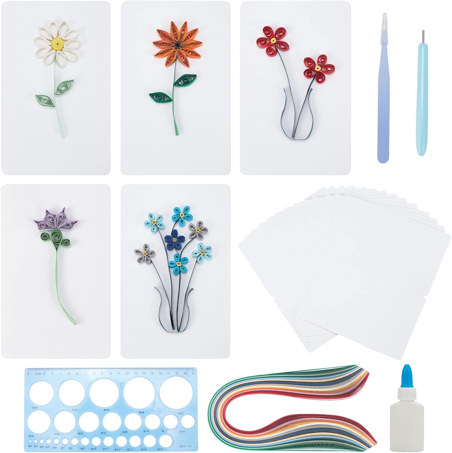 TUPARKA 15 PCS Paper Quilling Kits with 29 Colors 600 Strips Quilling