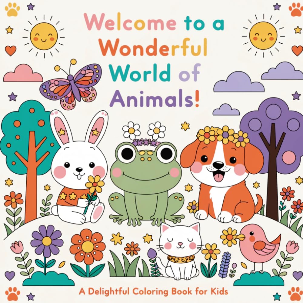 Animal Coloring Book for Kids: Cute and Easy Animals to Color While Learning New Words