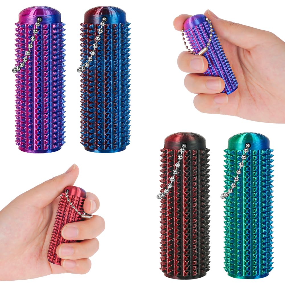 Ainiv 4 Pcs Little Ouchies Pain Fidget Toys, Mini Fidget Toys for Adults, 3D Printed Stim Sensory Toys with Hard Spiky Fidget, Pain Stim Fidget for Stress Relief Keychain, Novelty Gifts for Friends