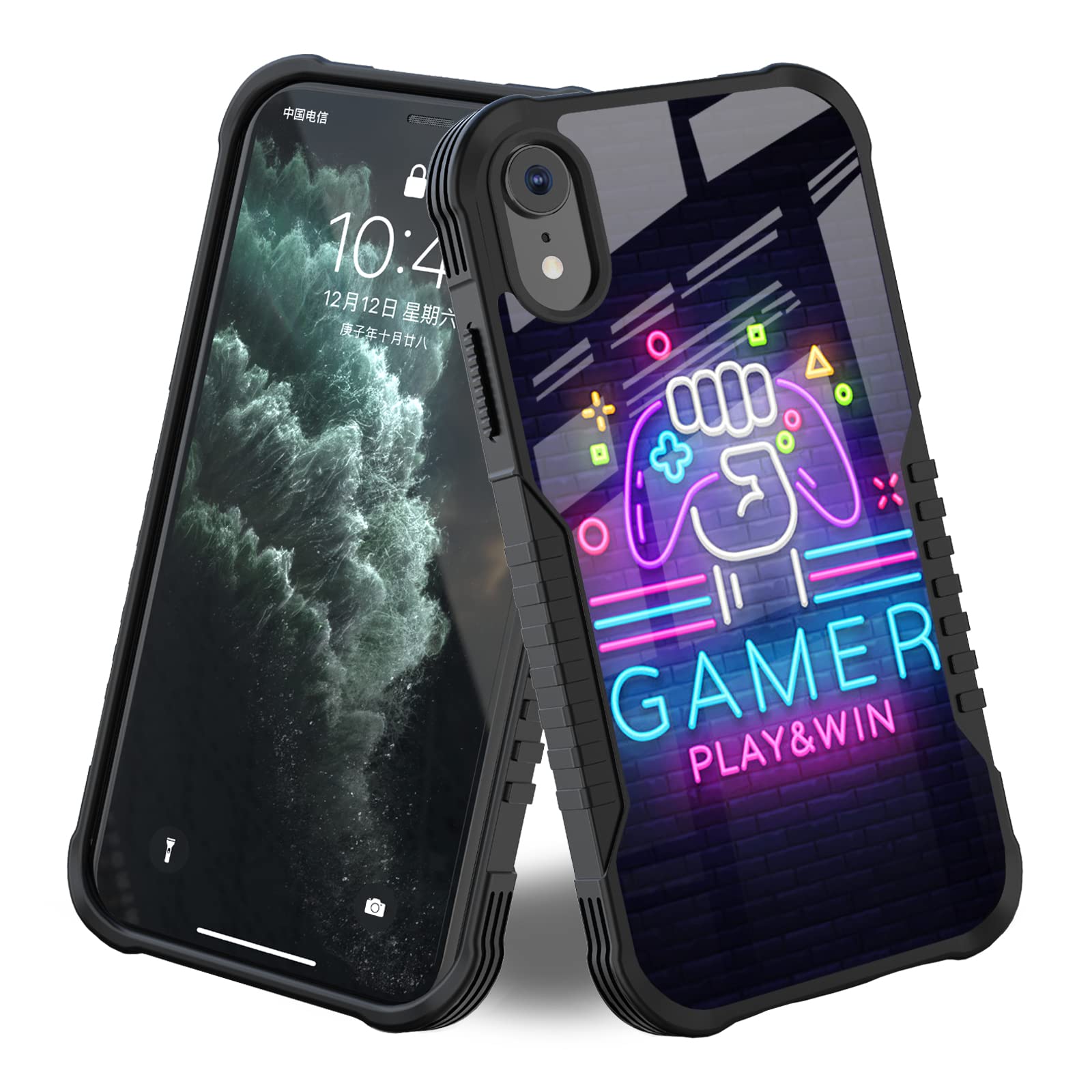 LANJINDENGiPhone XR Case for Boys Girls, Easter Gamer Play Win Game Over Night Design [Shockproof Corners] [Anti-Scratch] [Anti-Slip] Military Grade Protective Case for iPhone XR