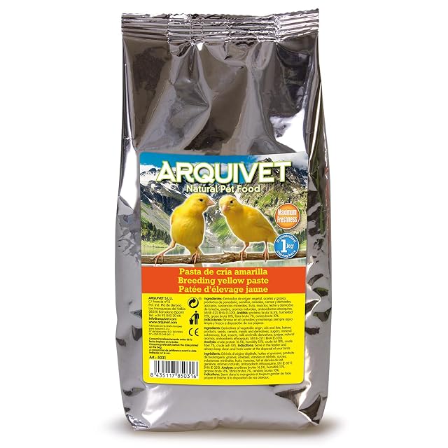 Arquivet, Pasta de cría Amarilla y Mantenimiento para pájaros, Sabor Neutro, Alimentación para Aves