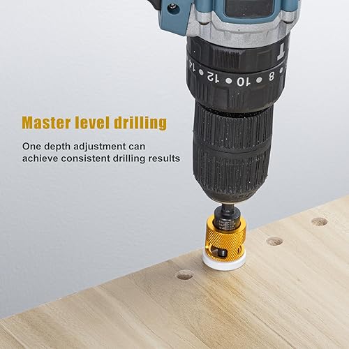 Miniatura 7 de Juego de 5 brocas avellanadoras con tope de profundidad de baja fricción, brocas HSS M2, cabeza cónica de 18 964 pulgadas, 532 pulgadas, taladro de