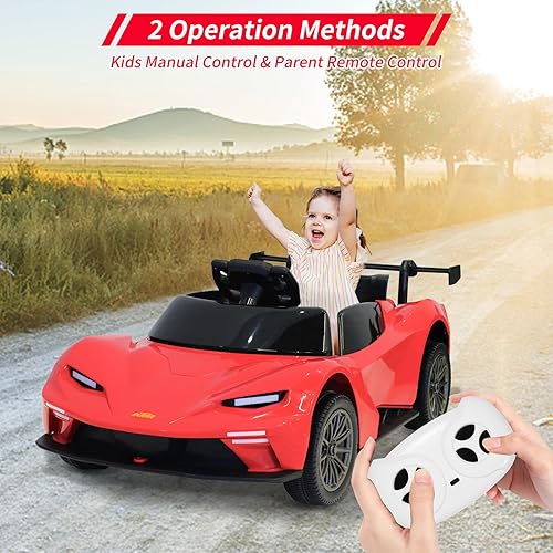 Miniatura 6 de Auto eléctrico KTM de 12 V para niños, auto eléctrico con licencia para niños, automóvil deportivo a batería con control remoto, sistema de sonido,